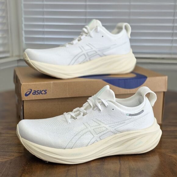 Asics Gel Nimbus 26 Off-White Cream Running Shoes Men's 11 New 1011B794-101 LE